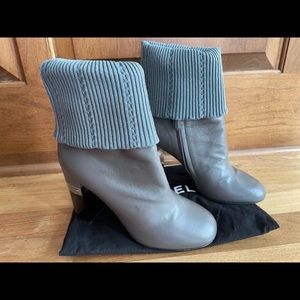 Chanel grey sweater bootie
